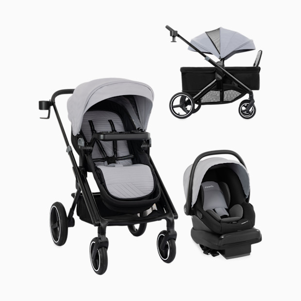 Evenflo Transformer Stroller to Wagon Travel System featuring LiteMax NXT Infant Car Seat.