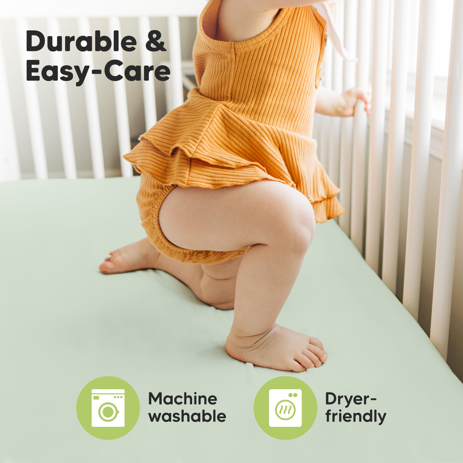 KeaBabies Isla Bamboo Viscose Fitted Crib Sheets - Sage.