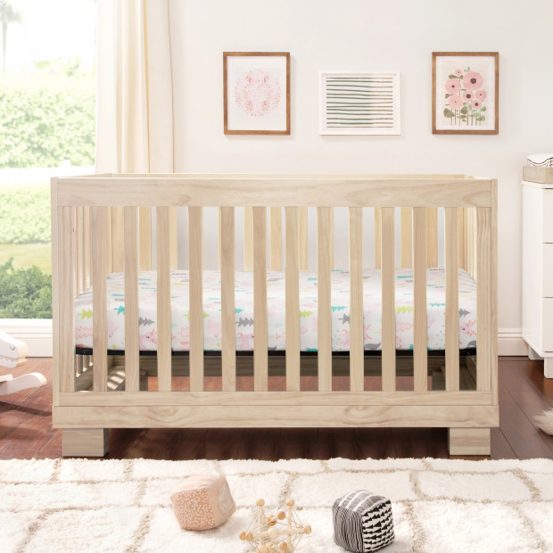 babyletto Modo 3-in-1 Convertible Crib with Toddler Bed Conversion Kit - Washed Natural.
