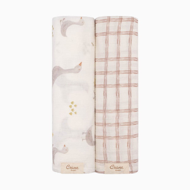 Crane Baby Cotton Muslin Swaddles (2 Pack).