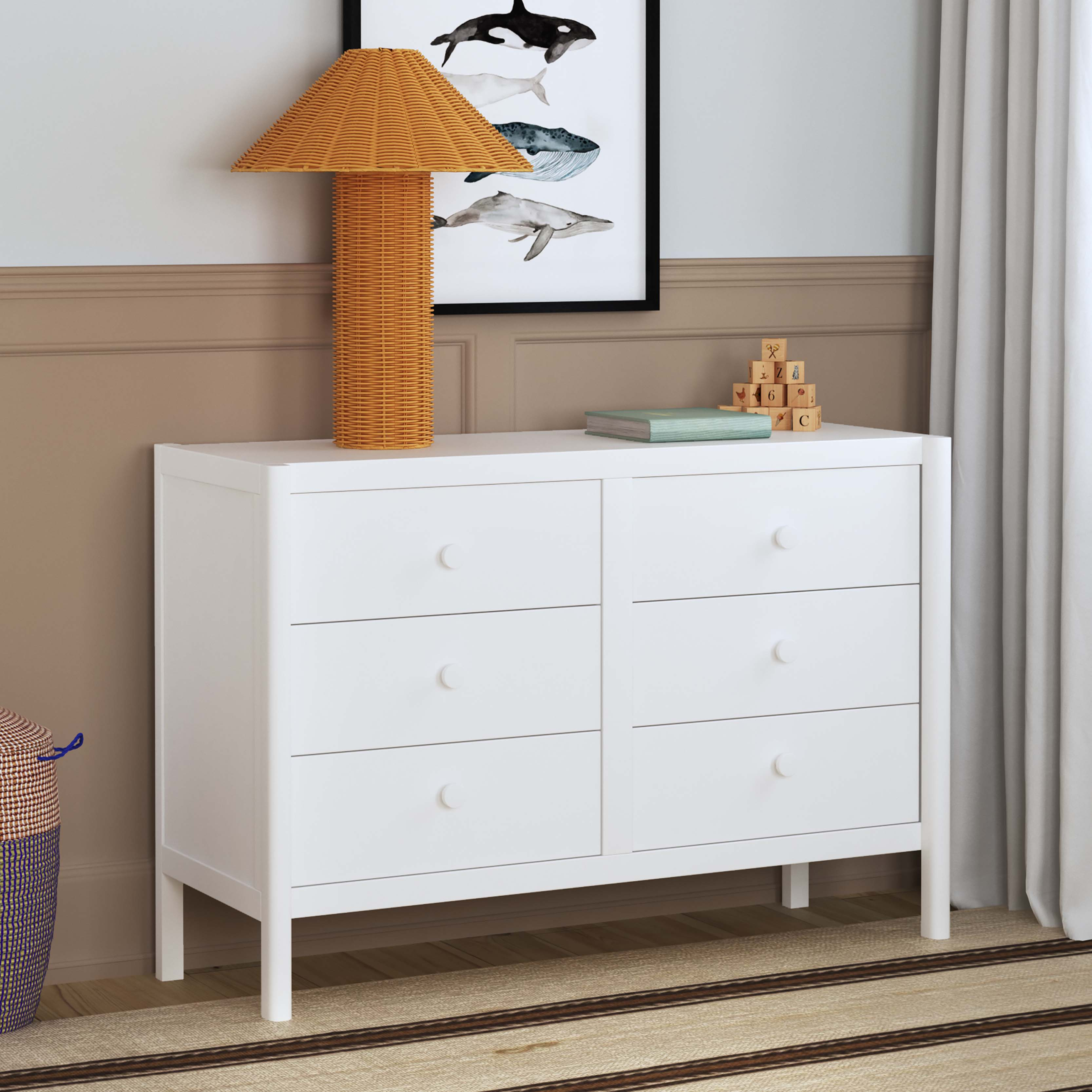 daVinci Birdie 6-Drawer Dresser - White.