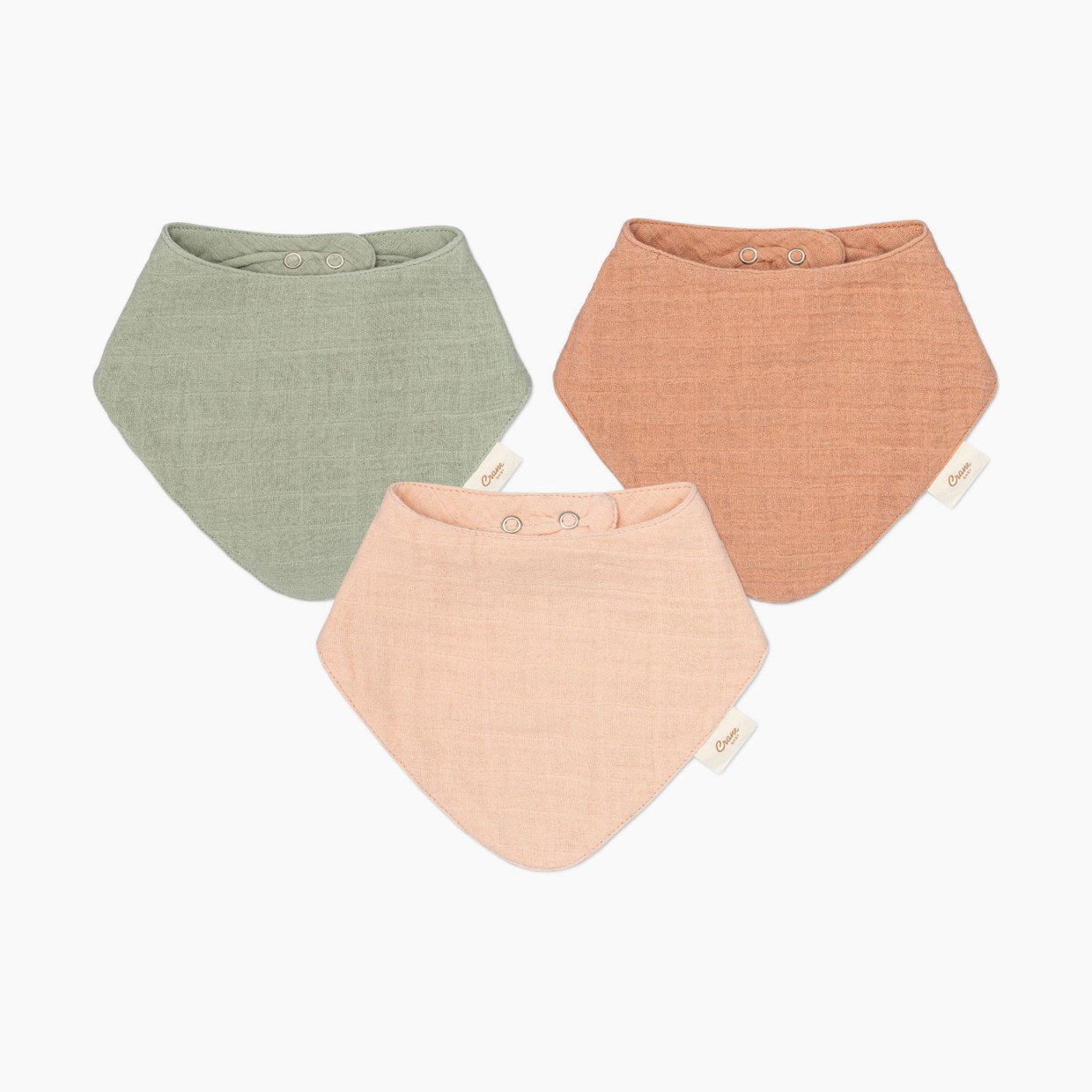 Crane Baby Cotton 4 Layer Muslin Bib Set (3 Pack) - Rose.