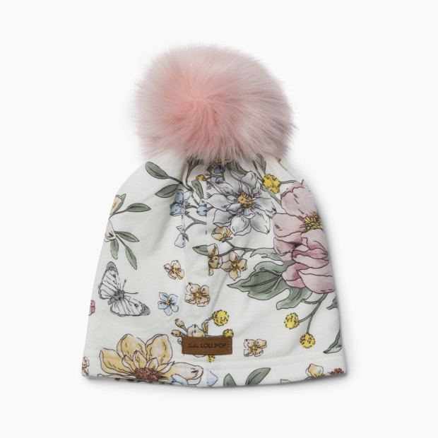 Loulou Lollipop Pom Pom Hat (Tencel) - Secret Garden, 6-12 M.