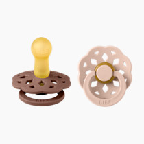 BIBS Pacifiers - Boheme Collection | BPA-Free Baby Pacifier | Made in Denmark | Set of 2 Woodchuck/Blush Color Premium Soothers | Size 0-6 Months
