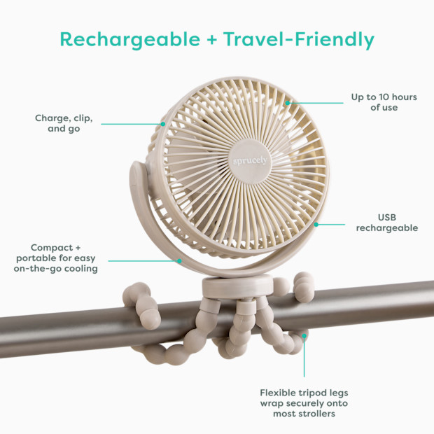 Sprucely Rechargeable Portable Stroller Fan.