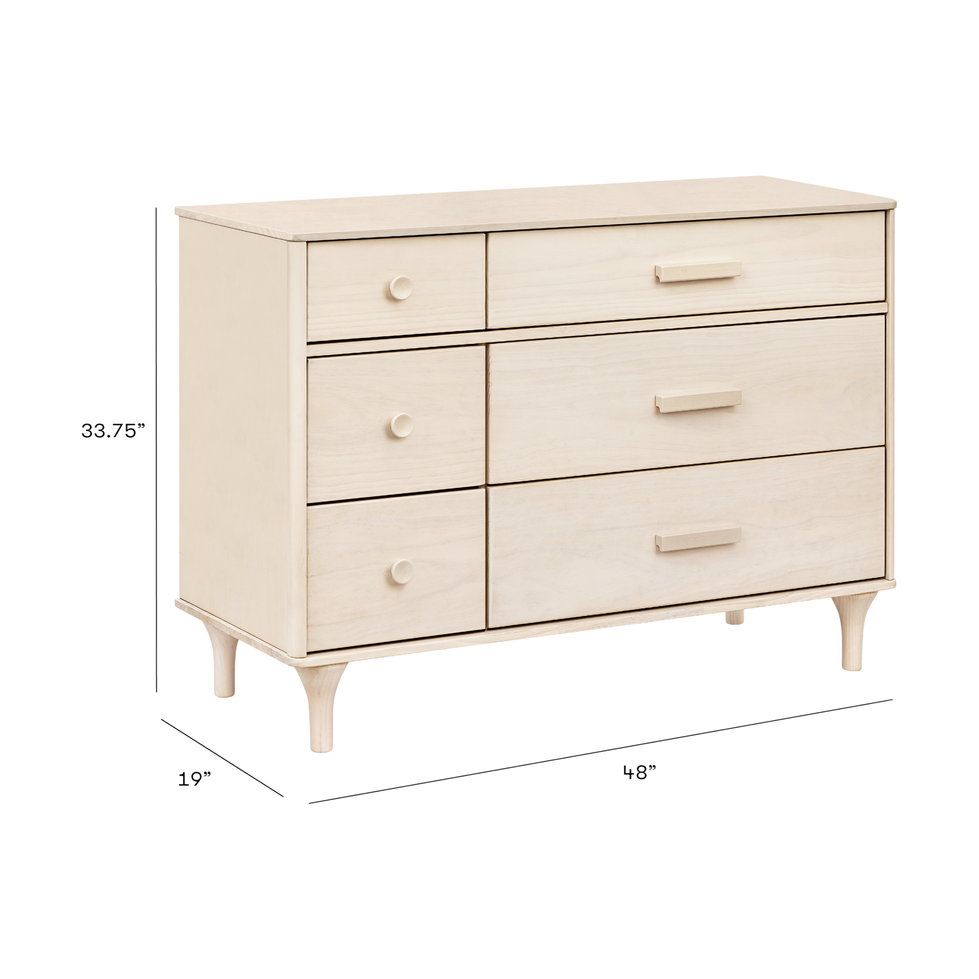 babyletto Lolly 6-Drawer Double Dresser - Washed Natural.