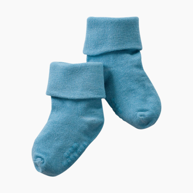 Babysoy Organic Cotton Comfy Basics Socks - Ocean, 0-6 Months.