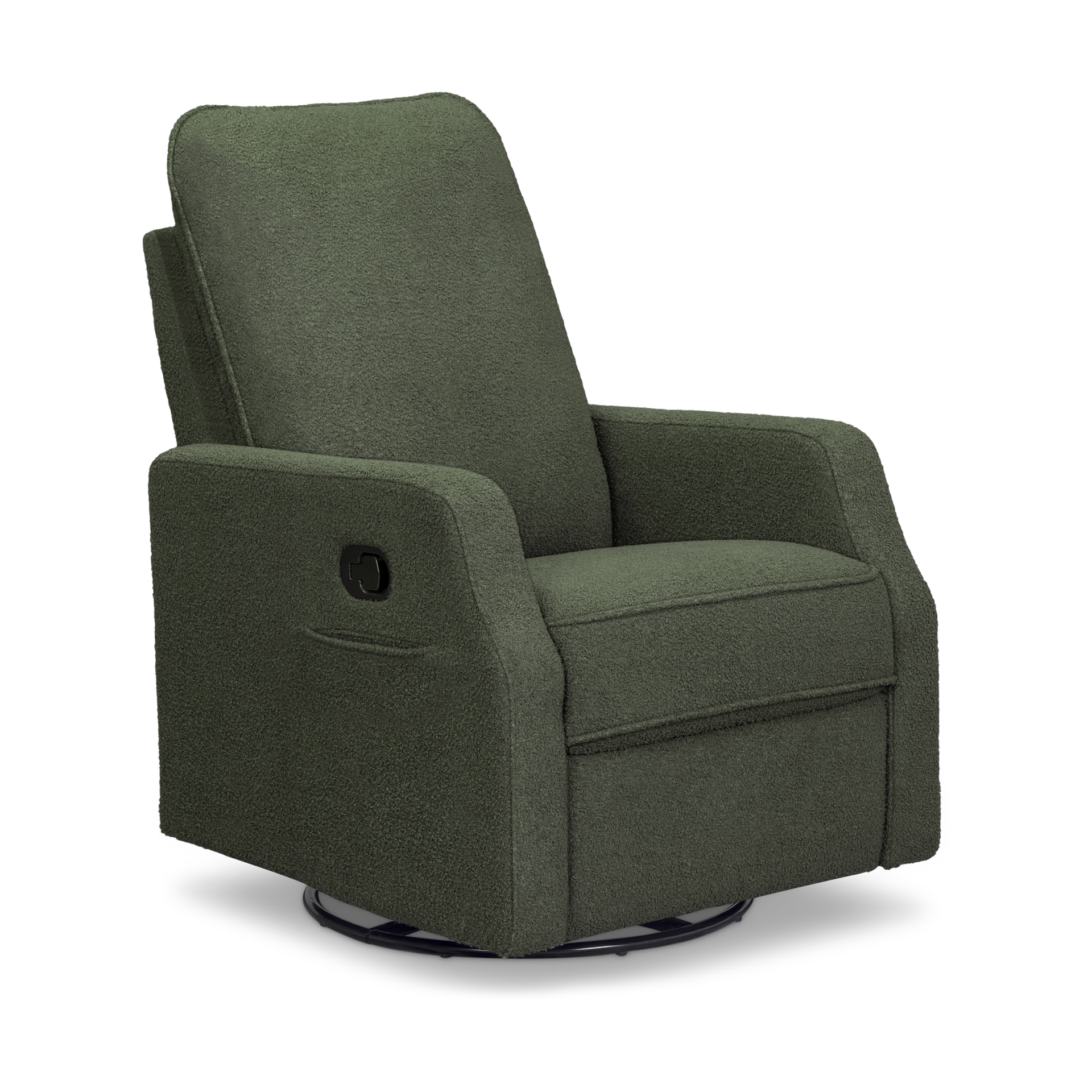 daVinci Lucas Pillowback Manual Swivel Recliner - Cozy Olive Boucle.