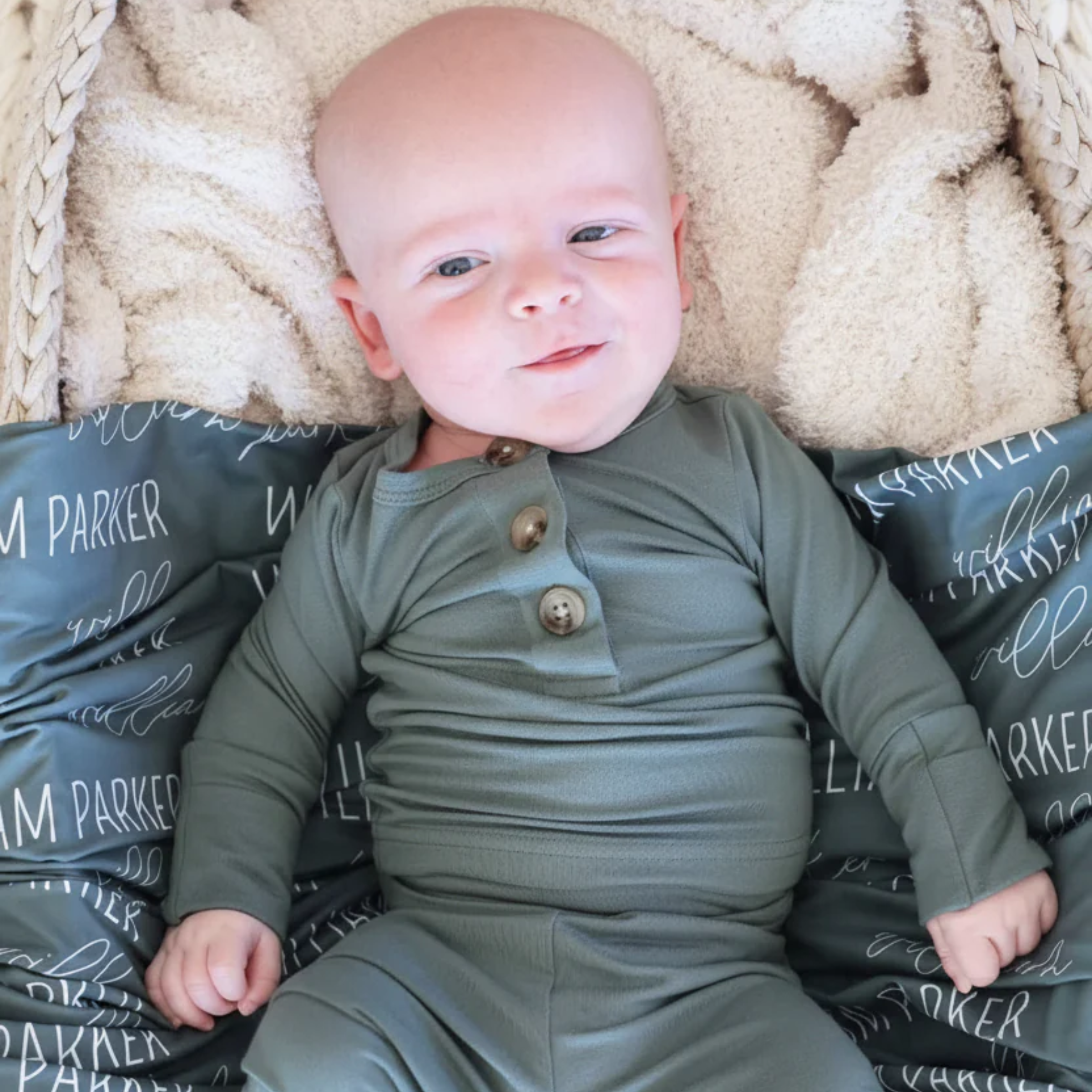 Caden Lane 2pc Bamboo Sets for Boys - Clover, 3-6 M.