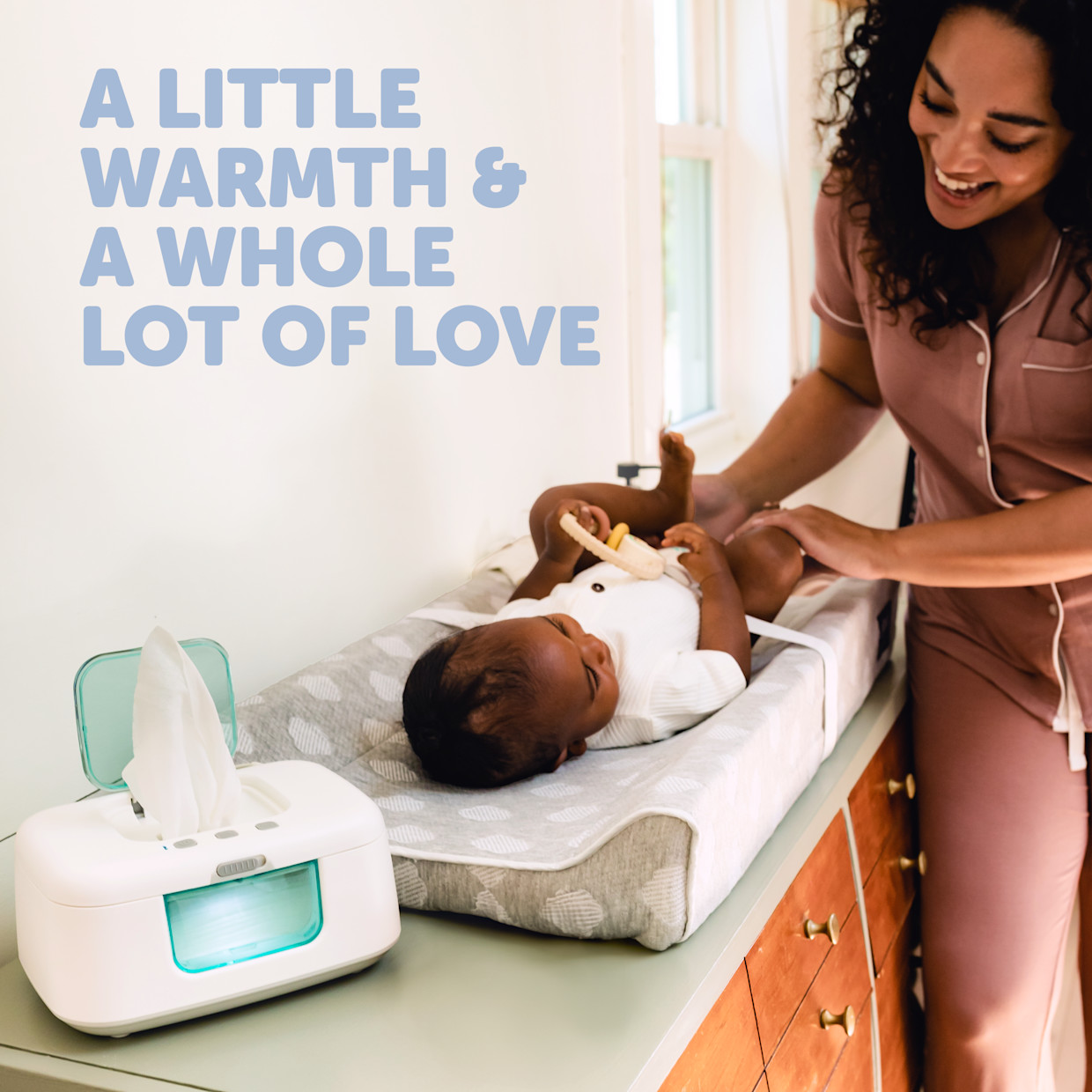 Jool Baby TinyBums Baby Wipe Warmer & Dispenser with LED Changing Light - Aqua.