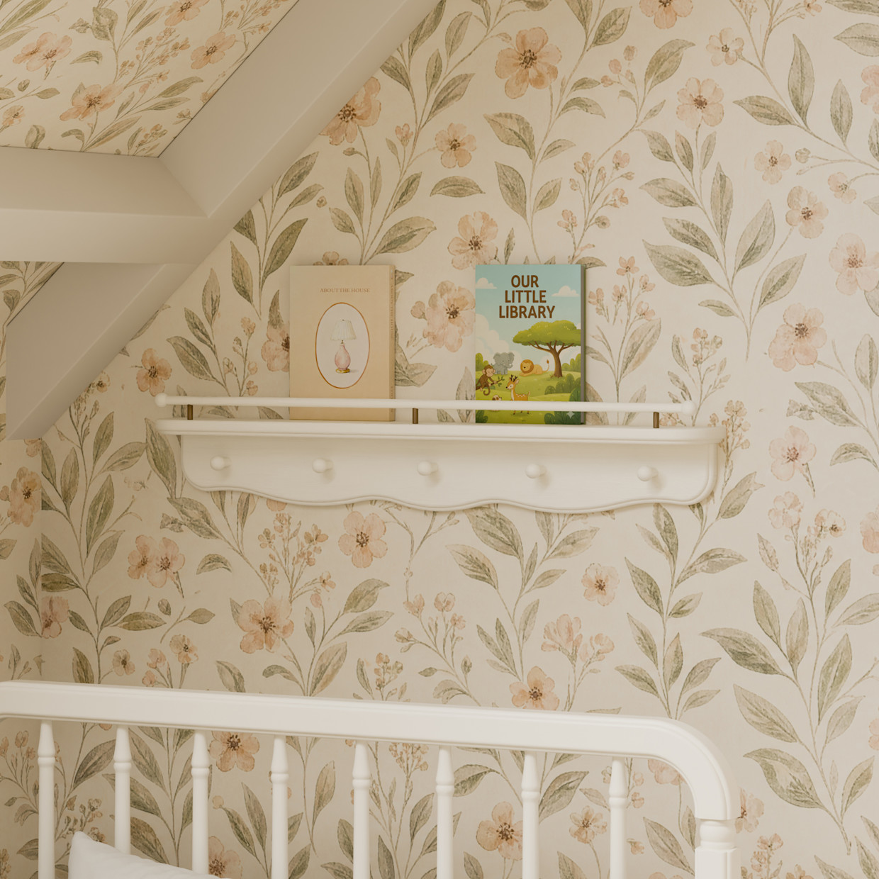 Namesake Liberty 31" Wall Shelf with Hooks - Warm White.