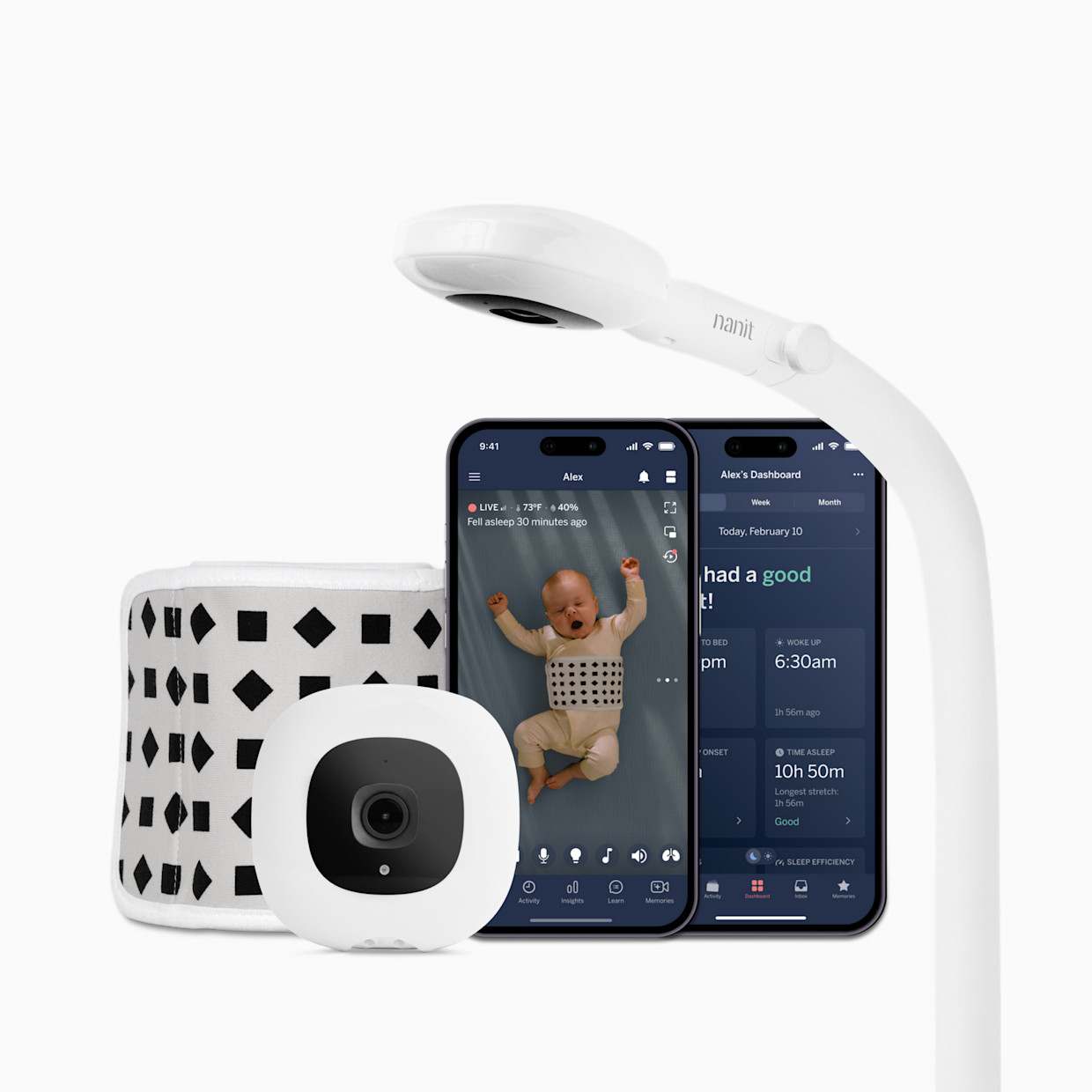 Nanit Pro Smart Baby Monitor and Floor Stand - White.