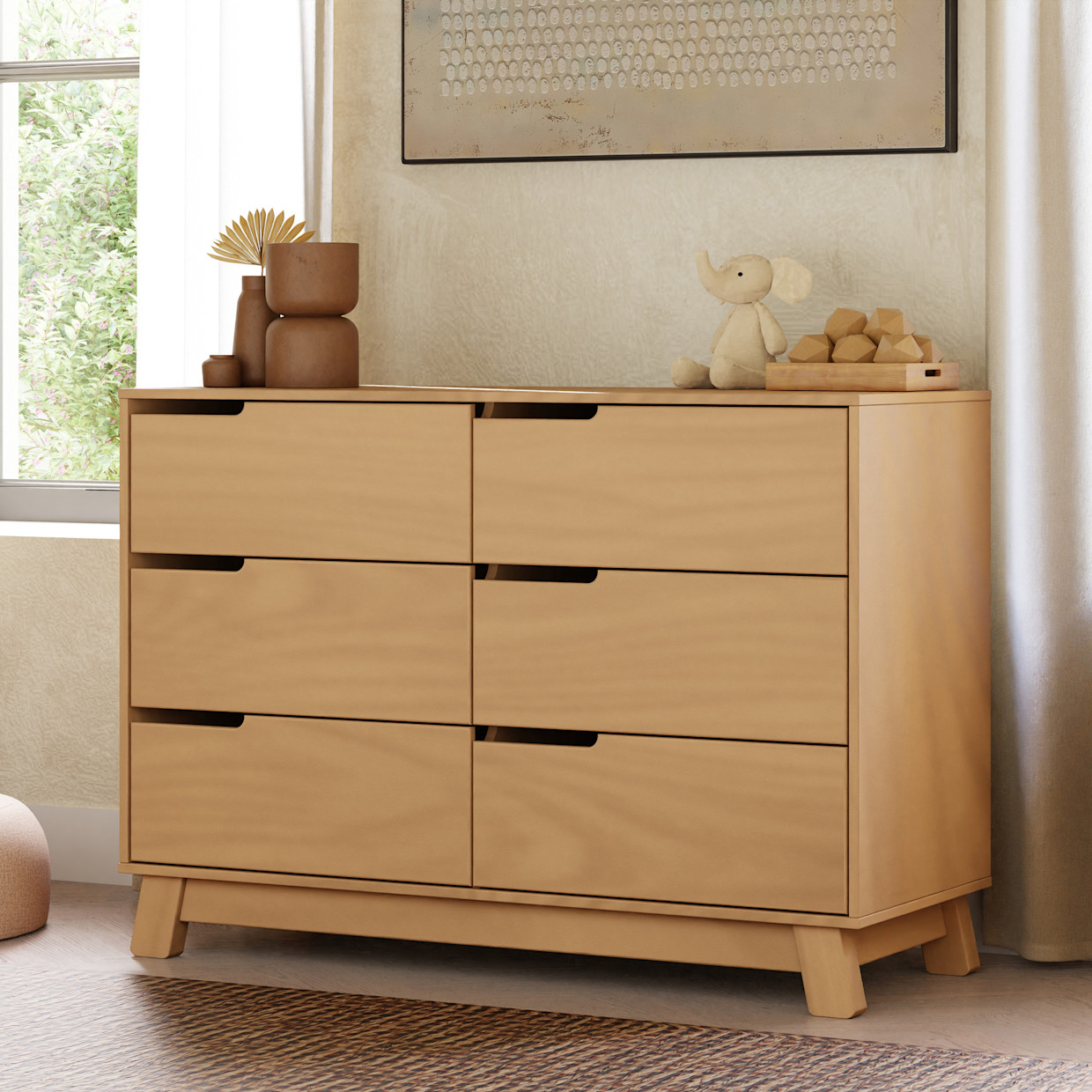 babyletto Hudson 6-Drawer Double Dresser - Honey.