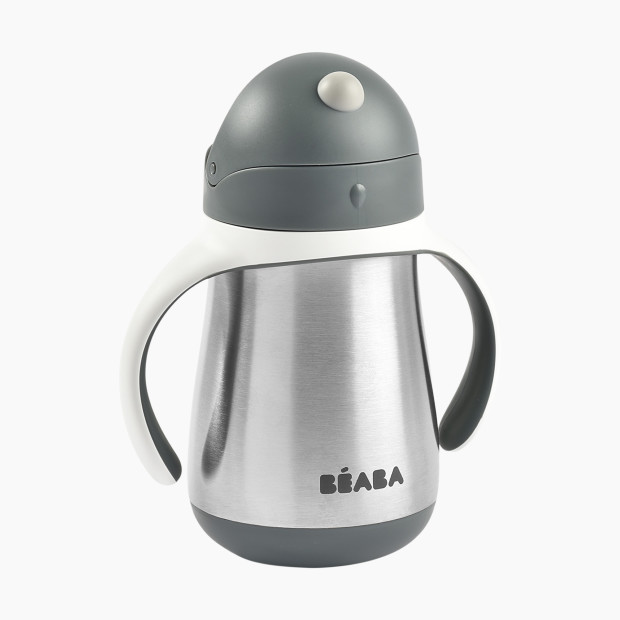 Beaba Stainless Steel Straw Sippy Cup - Charcoal.