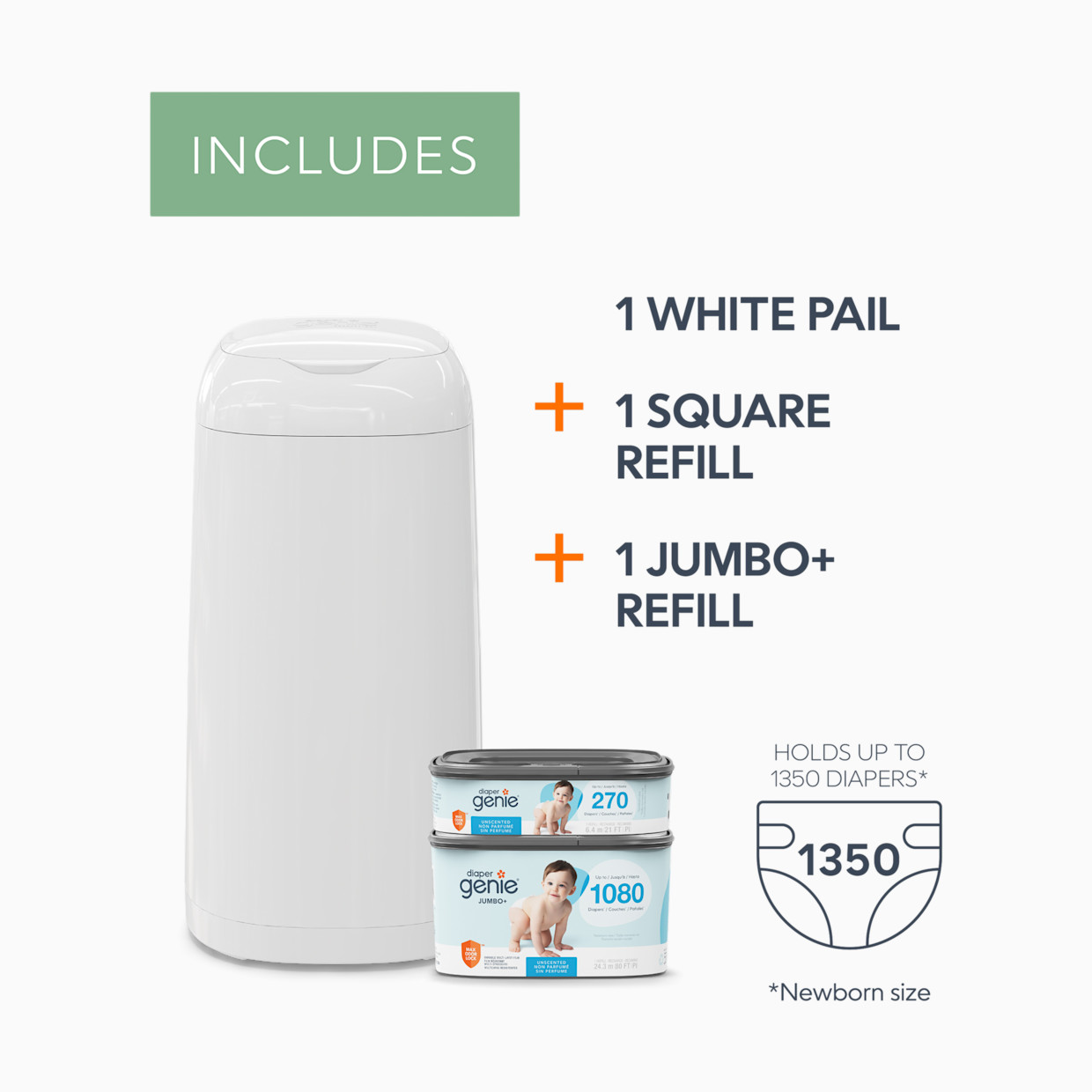 Diaper Genie Classic Diaper Pail Gift Set - White.