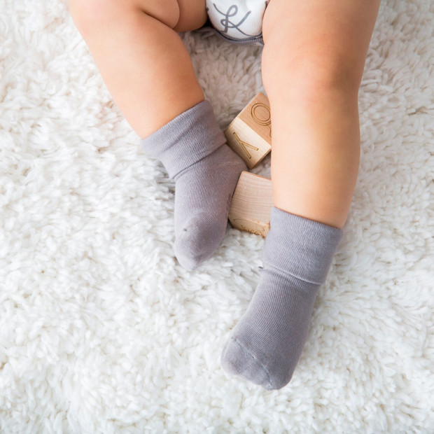 Babysoy Organic Cotton Solid Socks - Peony, 0-6 Months.