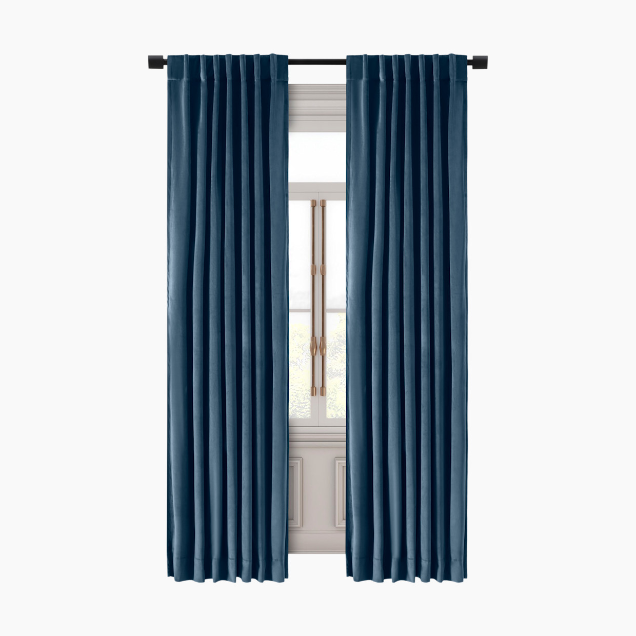 Ricardo Trading Premium Velvet Rod Pocket With Back Tabs Panel - Blue, 50"W X 63"L, 1.