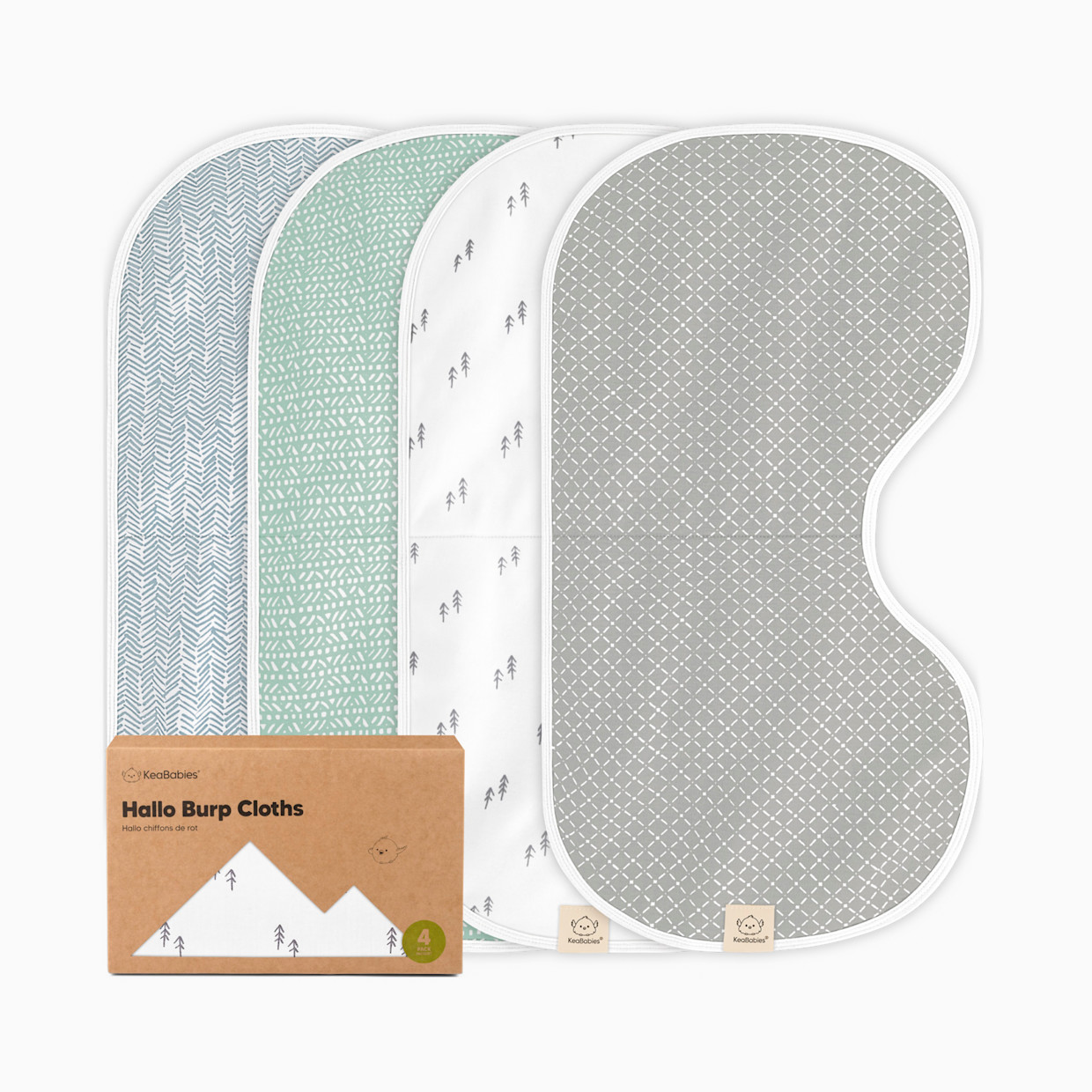 KeaBabies Hallo Burp Cloths (4 Pack) - Nordic, 4.