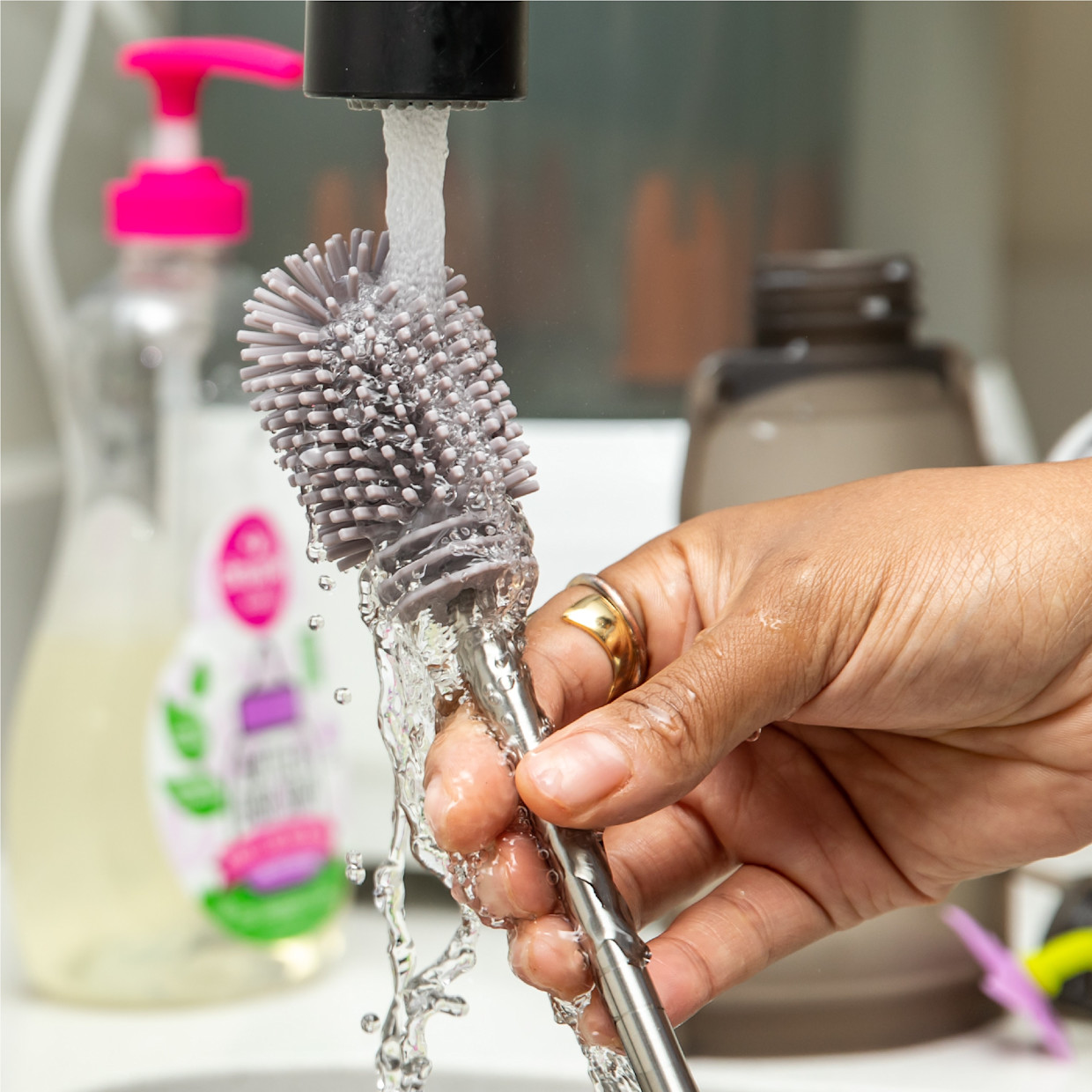 Haakaa Silicone Cleaning Brush Kit - Grey.