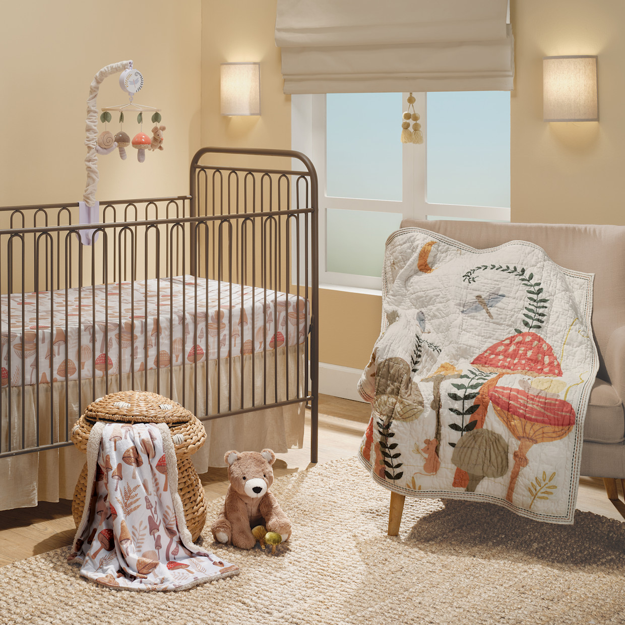 Lambs & Ivy Baby Blanket - Mushroom Meadow.