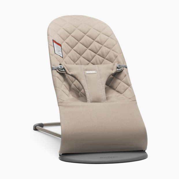 Babybjörn Bouncer Bliss - Sand Gray Quilted Cotton/Dark Gray Frame.