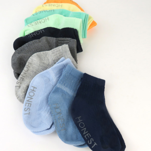 Honest Baby Clothing 10-Pack Cozy Socks - Rainbow Blues, 0-6 M.