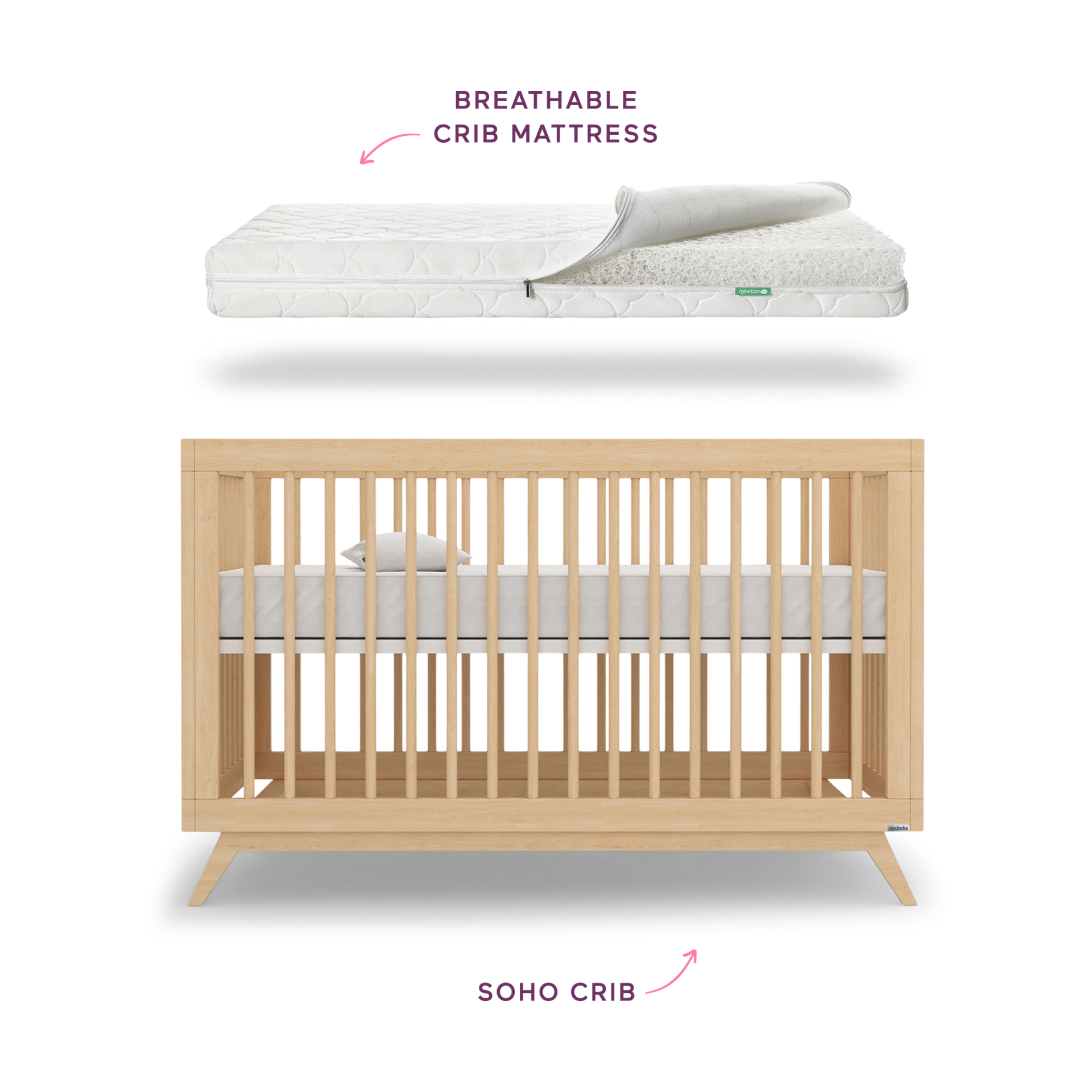 dadada x Newton Baby Soho Crib & Mattress Bundle.