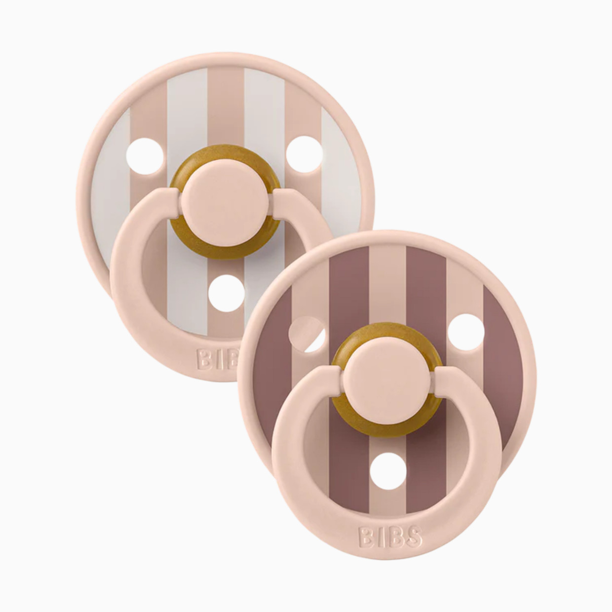 BIBS Studio Block Colour Natural Rubber Pacificier (2 Pack) - Blush, Size 1.