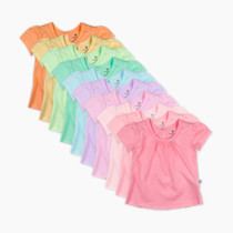 HonestBaby Baby, Toddler, and Little Girls' 100% Organic Cotton Puff Sleeve T-Shirts (10 Pack)