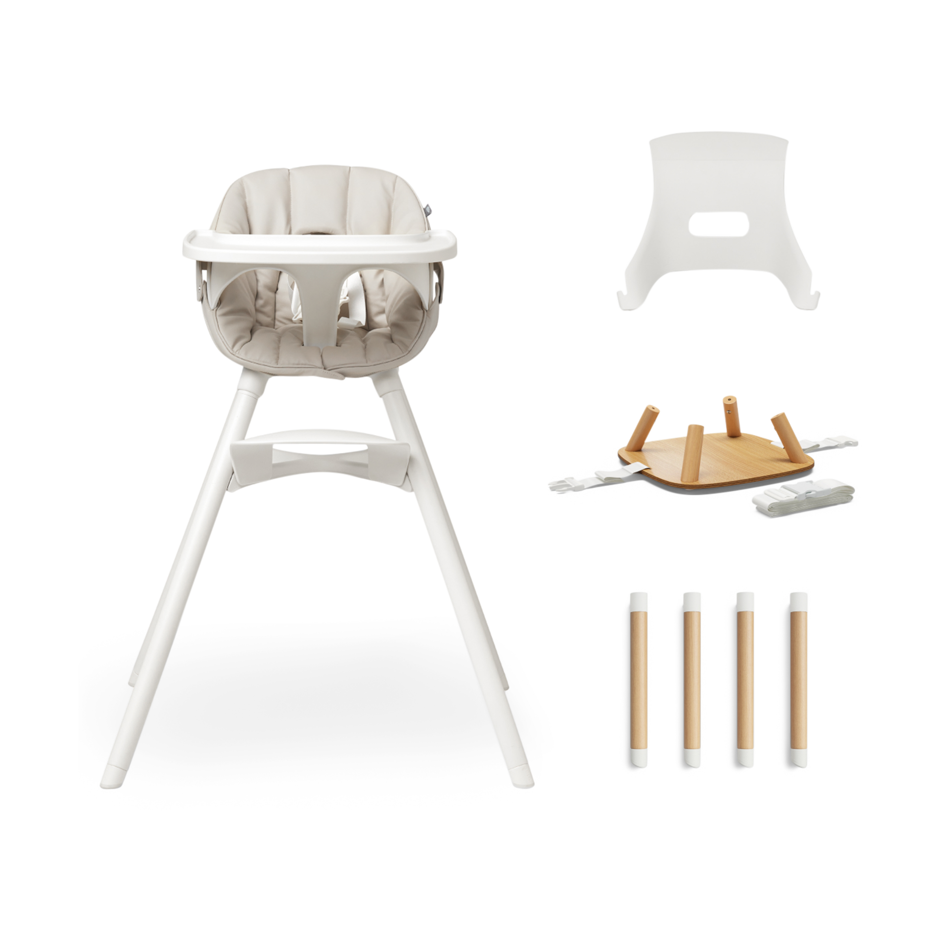 Lalo Infant to Toddler High Chair & Booster Bundle Mono Coconut, High