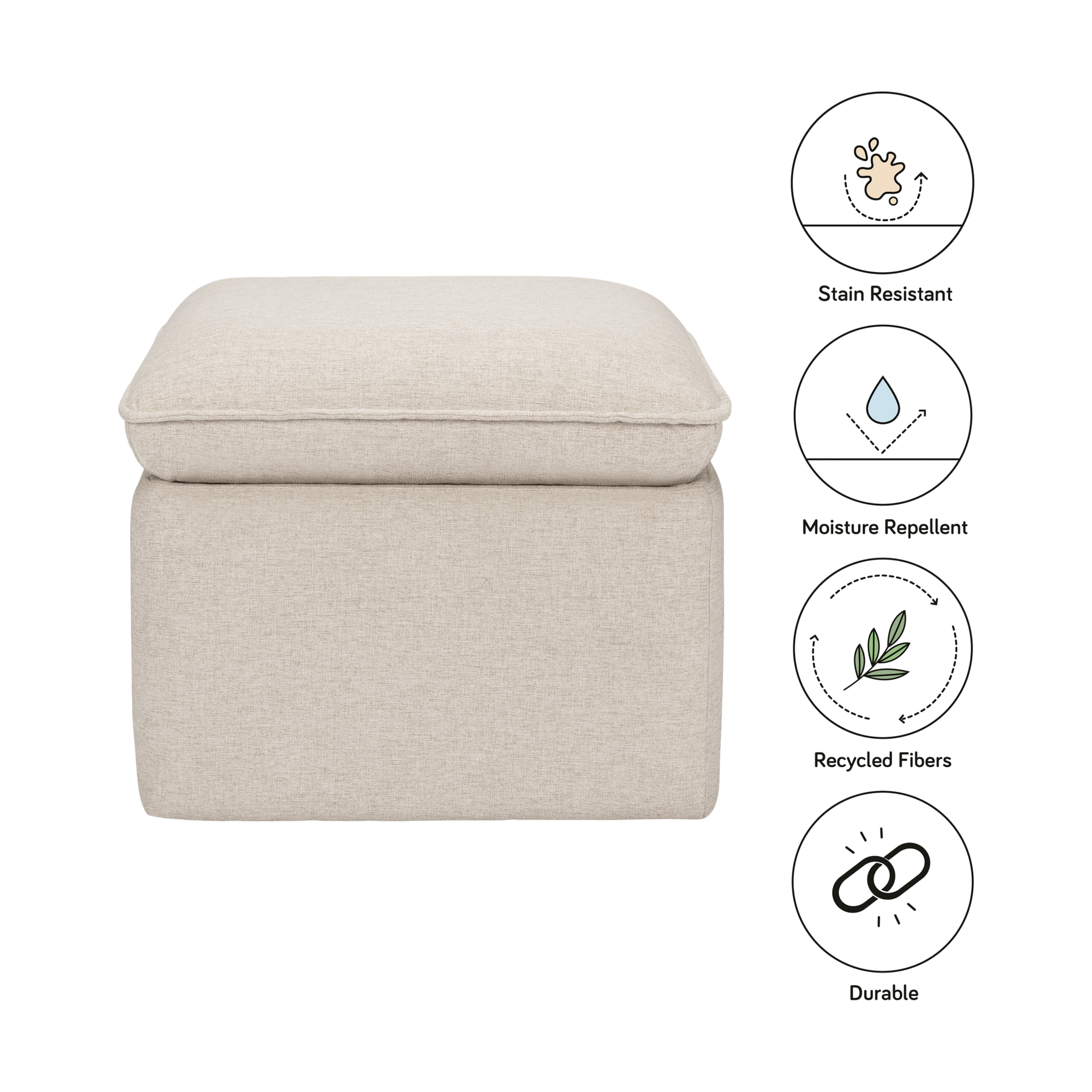 babyletto Cali Storage Ottoman - Performance Beach Eco Weave.