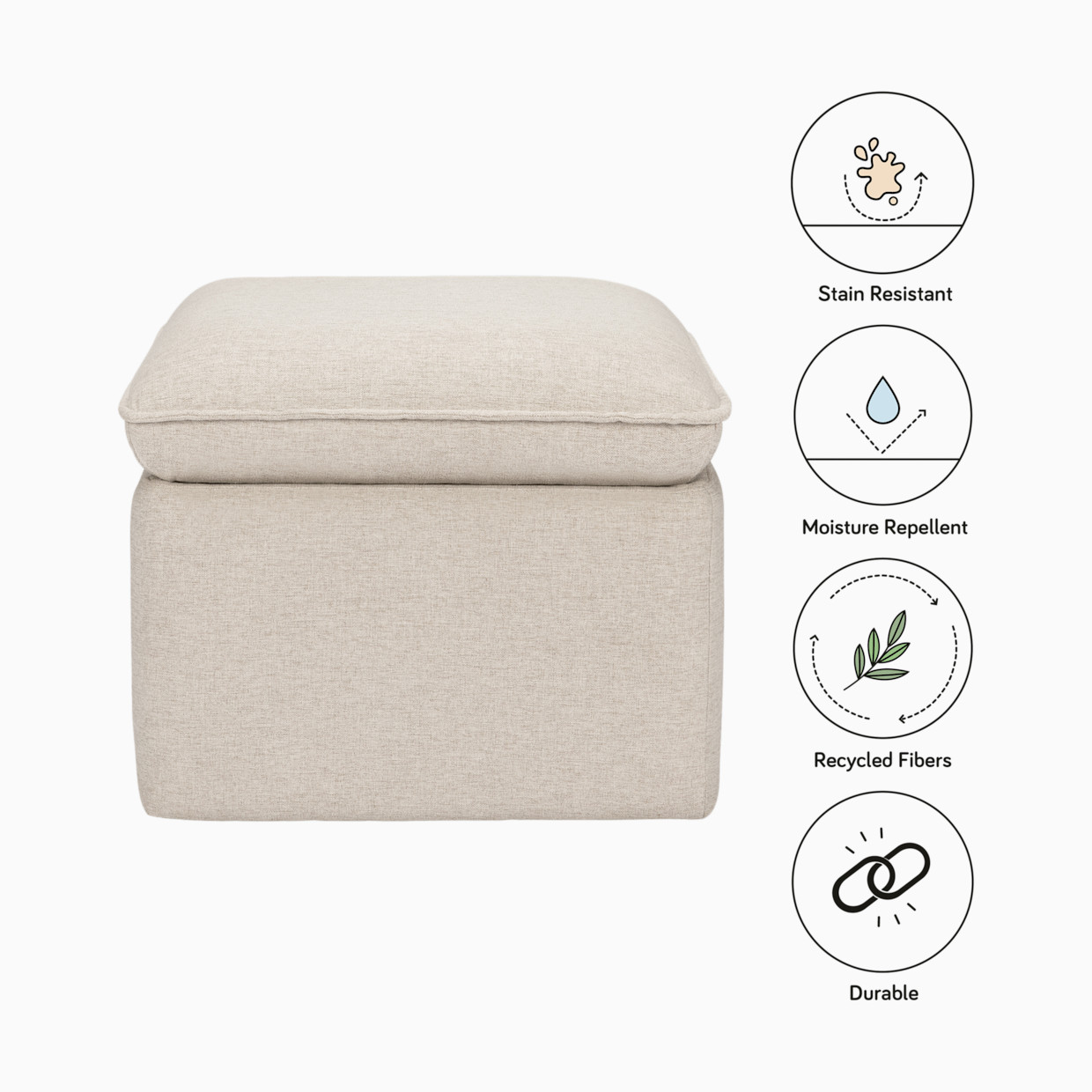 babyletto Cali Storage Ottoman - Performance Beach Eco Weave.