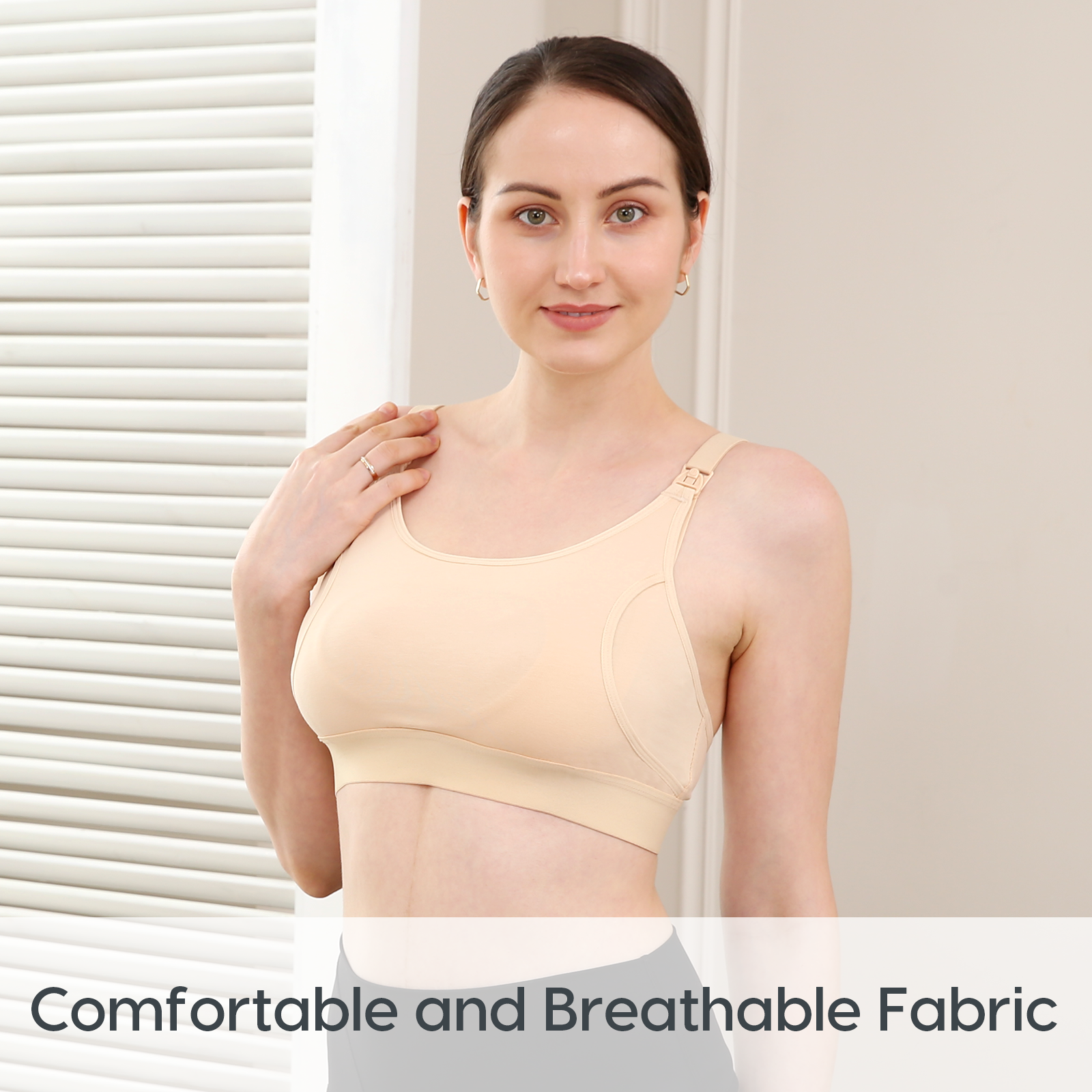 Momcozy Hands-Free Pumping Bra - Beige, XL.