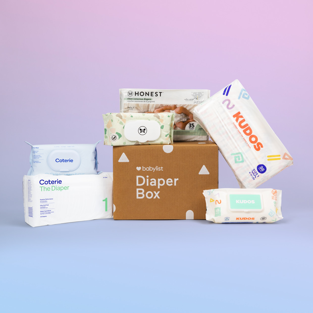 BABYLIST Diaper Box - 104 Diapers & 176 Wipes