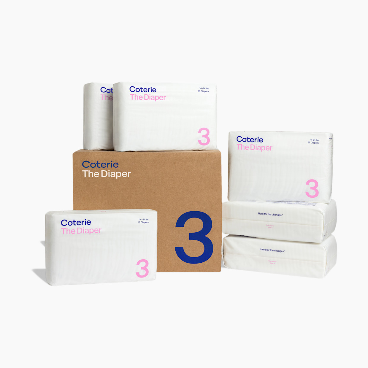 Coterie Ultra Soft Diapers, Monthly Supply - Size 3, 168 Count.