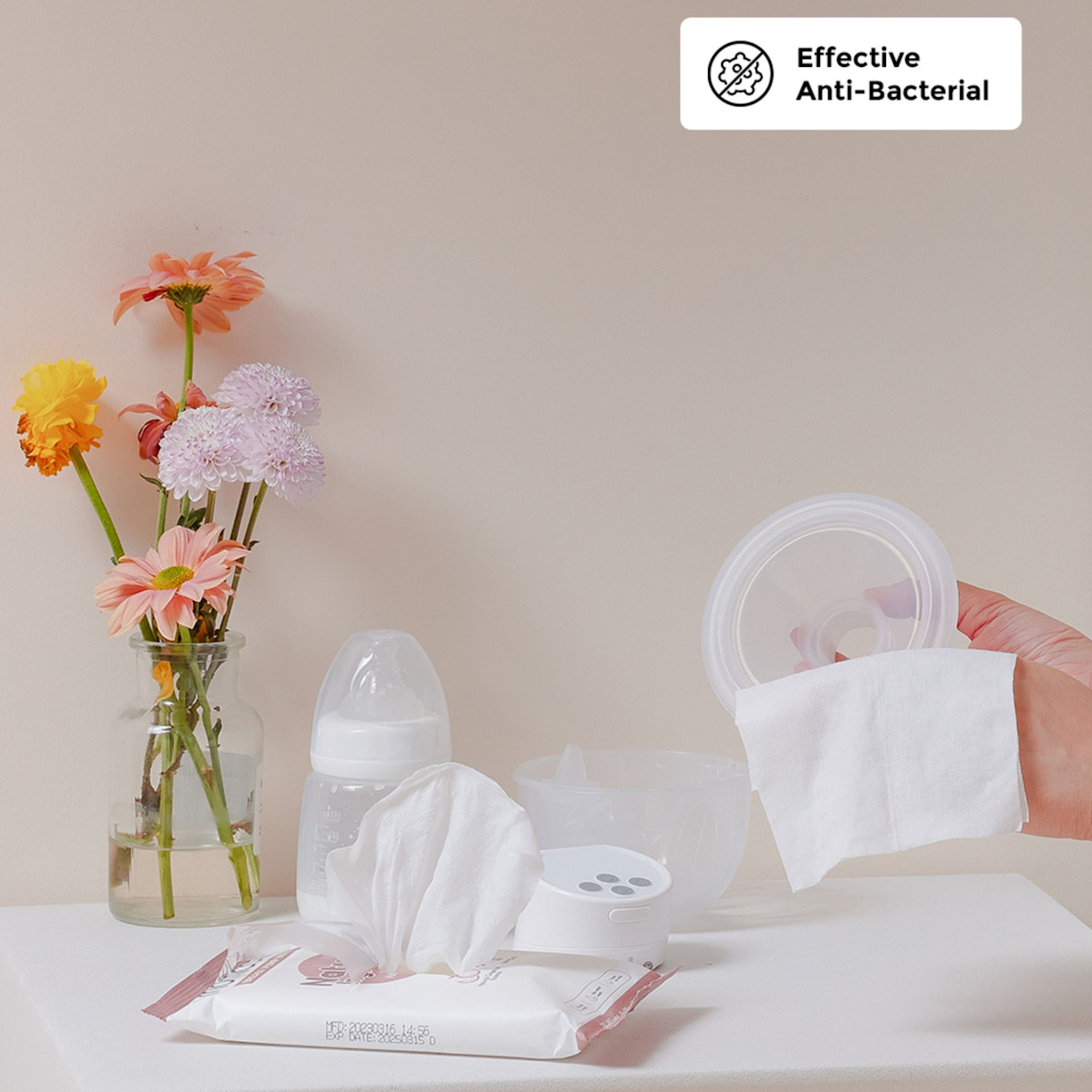 Momcozy Momcozy Natural Breast Pump Wipes (3 Pack) - White, 30.