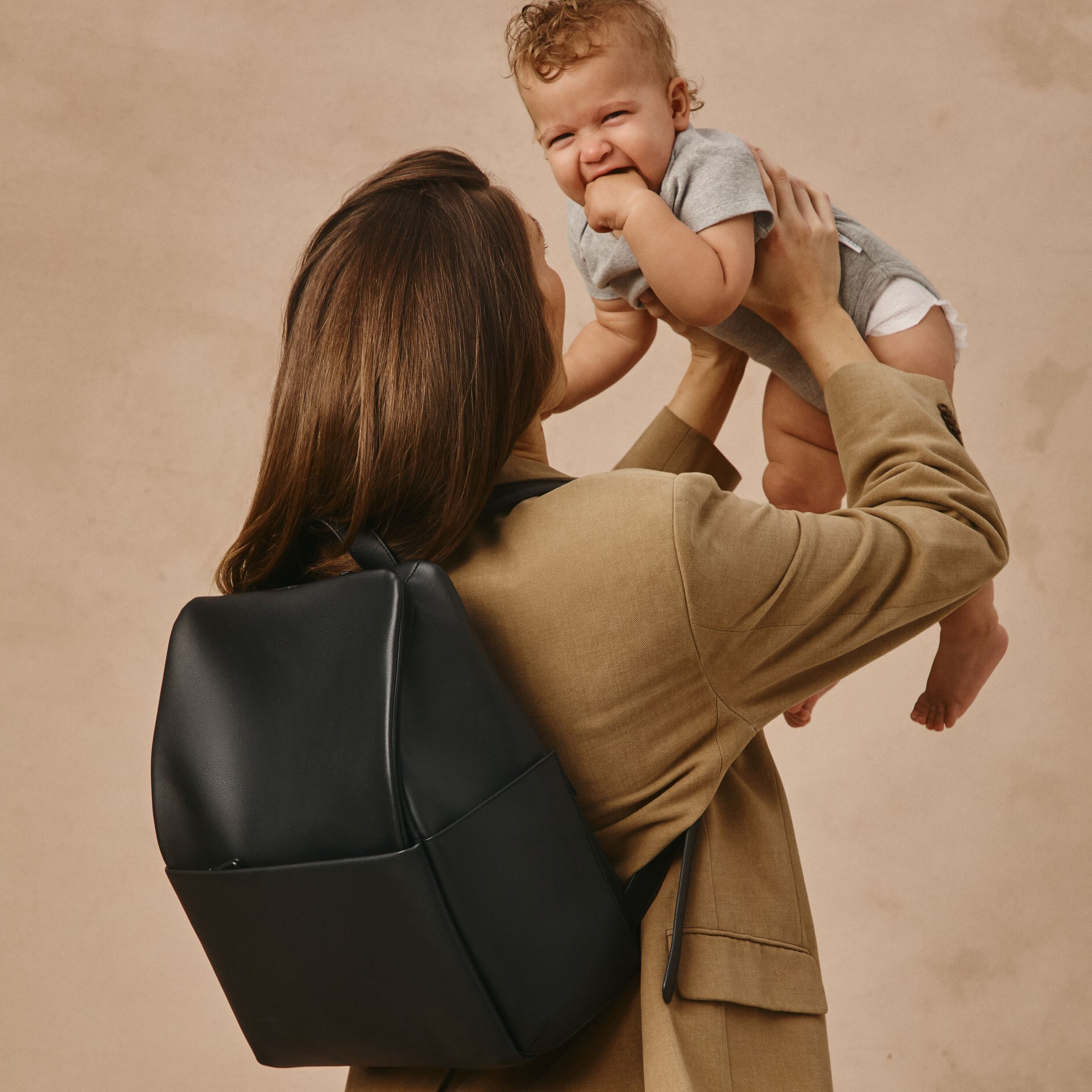BEIS Travel The Everyday Diaper Backpack - Black, Faux Leather.