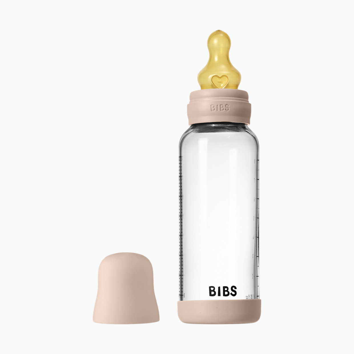 BIBS Baby Glass Bottle with Natural Rubber Nipple - Blush, 8oz.