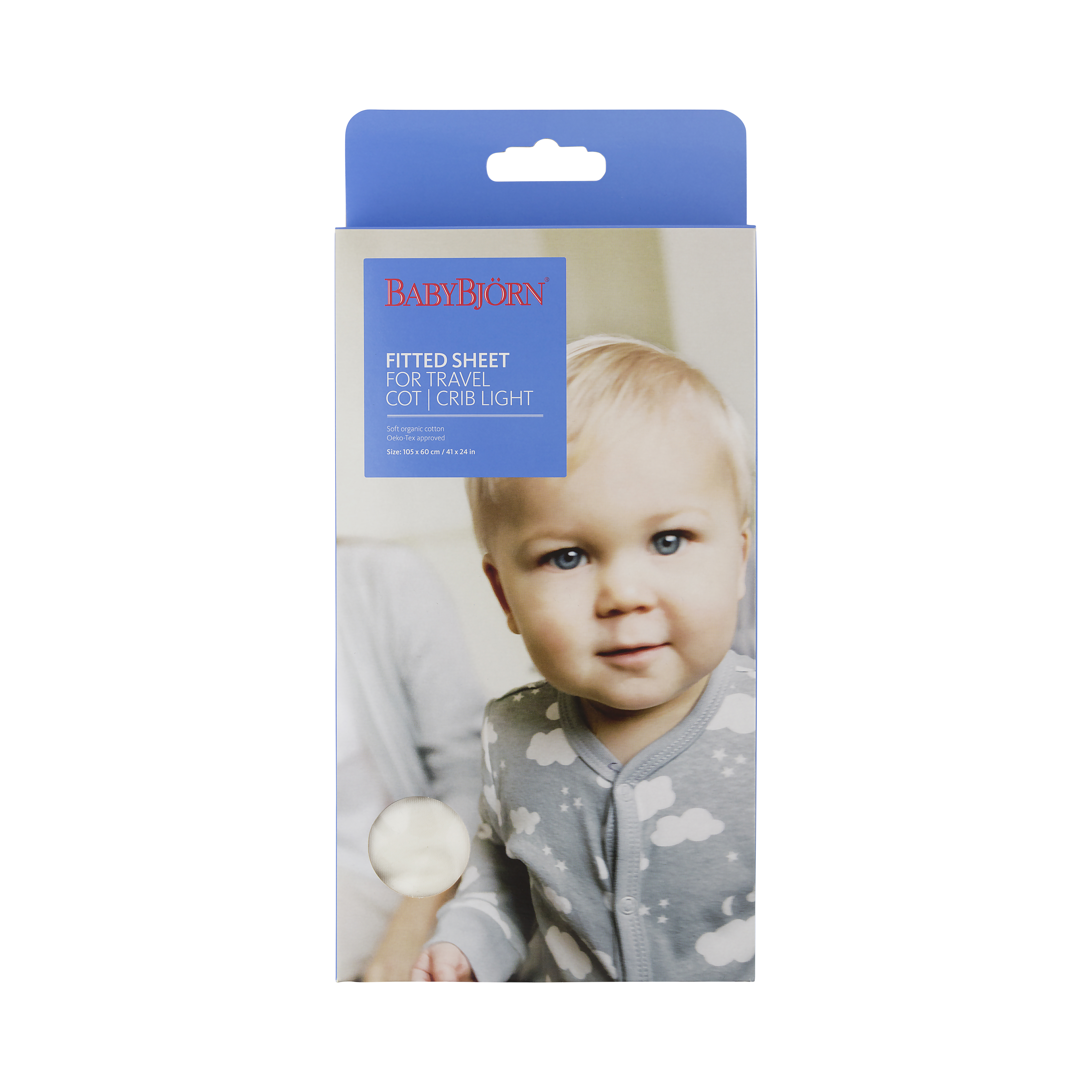 BabyBjörn Organic Fitted Sheet for Travel Crib Light - Natural White.