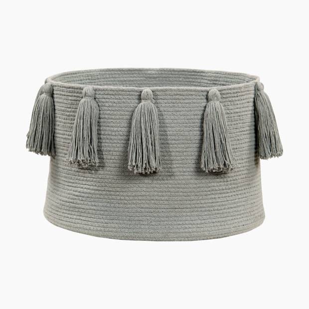 Lorena Canals Cotton Tassel Basket - Light Grey.