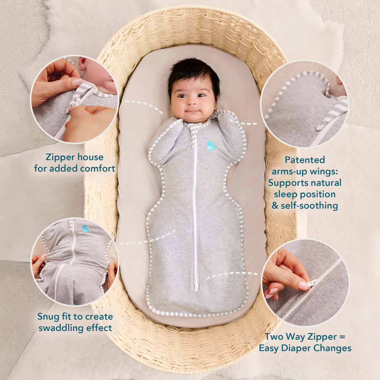 Love to Dream Printed Swaddle Up Original 1.0 TOG - Jacaranda Meadow, Medium.