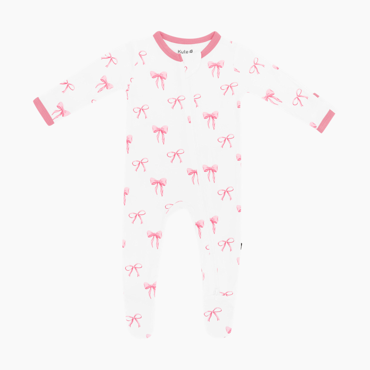 Kyte Baby Printed Zipper Footie - Bow, Newborn.