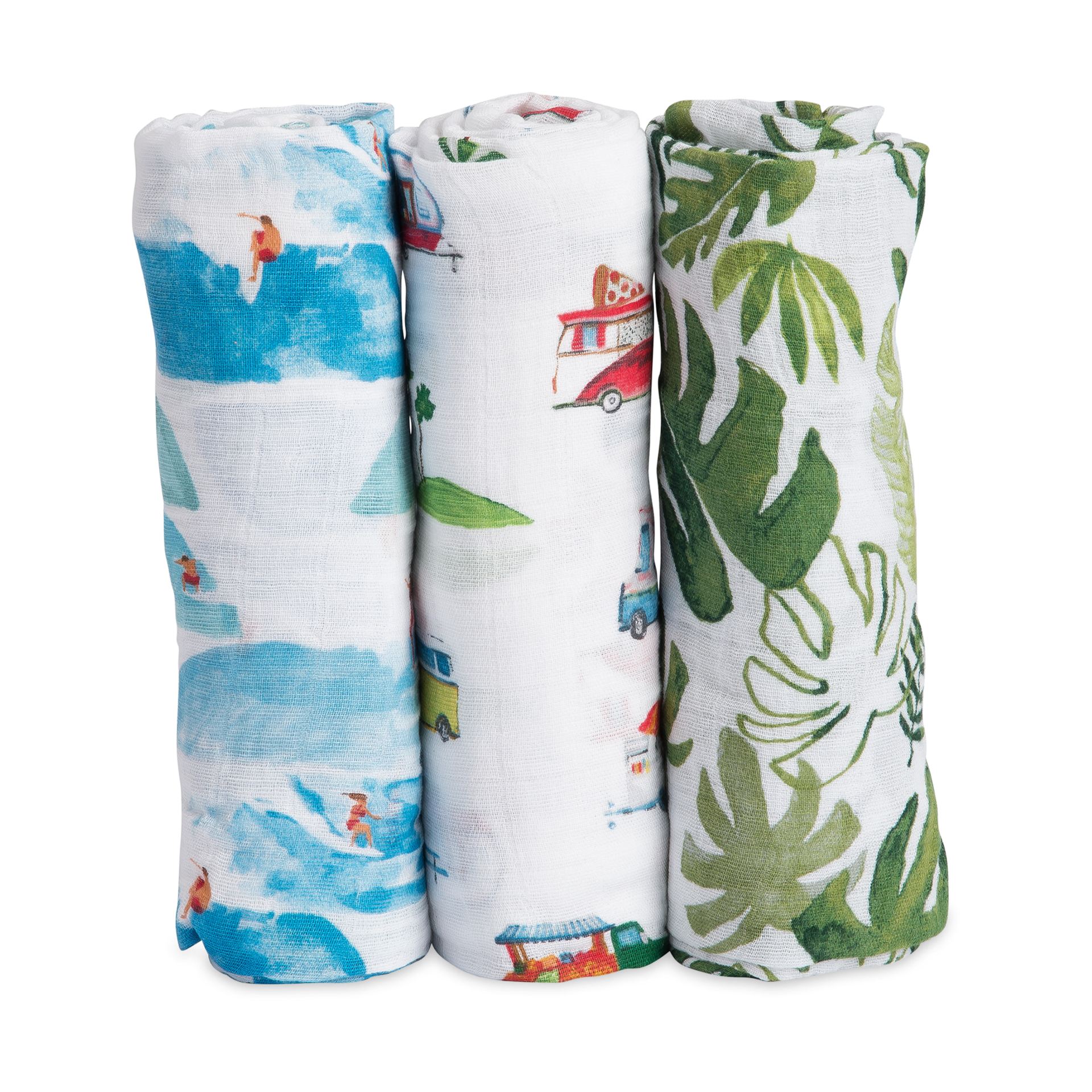 Little Unicorn Cotton Muslin Swaddle Blanket 3 Pack Summer Vibe