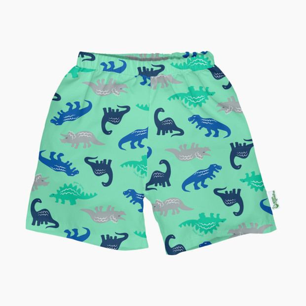 GREEN SPROUTS Classic Trunks With Built-In Swim Diaper - Seafoam Simple Dino, 6 M.