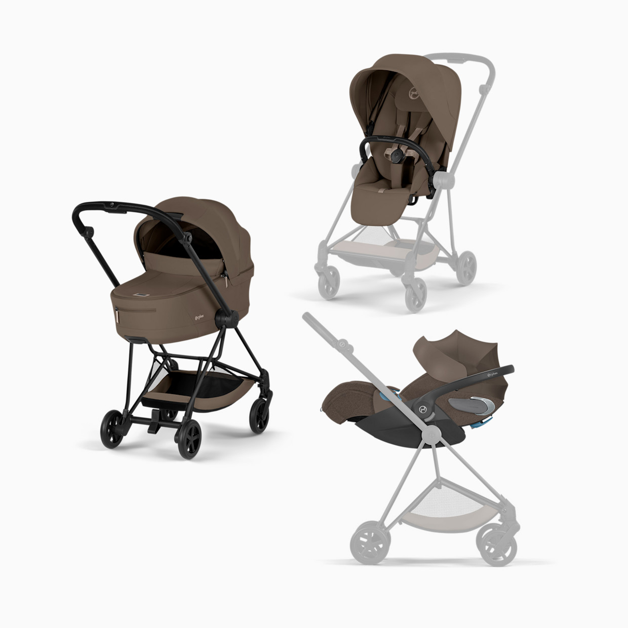 Cybex MIOS + CLOUD T + MIOS Fold Lux Travel System Bundle - Coconut Brown.