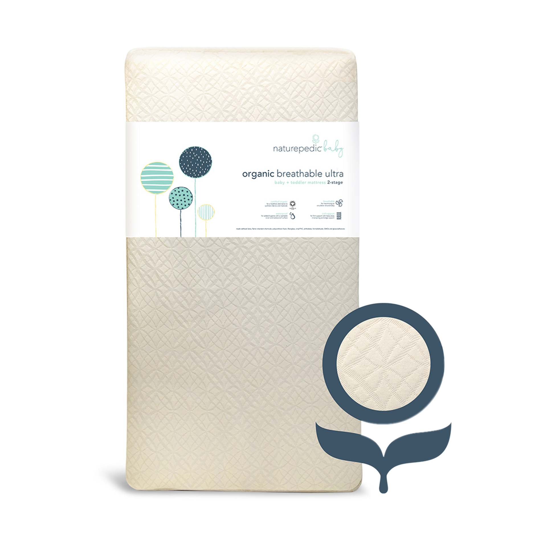 Naturepedic Organic Ultra Breathable Innerspring 2-Stage Baby Crib & Toddler Mattress.