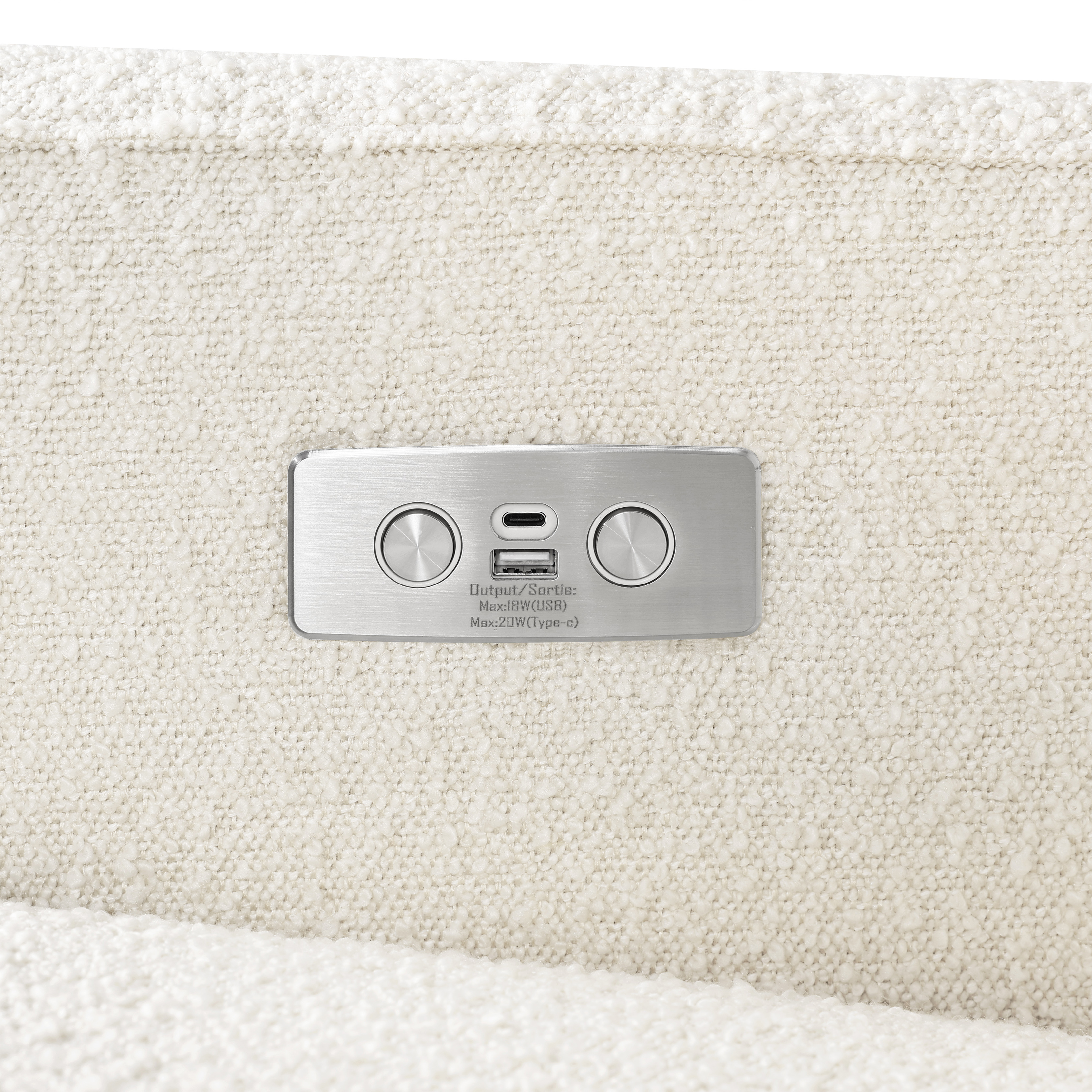 babyletto Sigi Electronic Glider - Ivory Boucle With Light Wood Base.