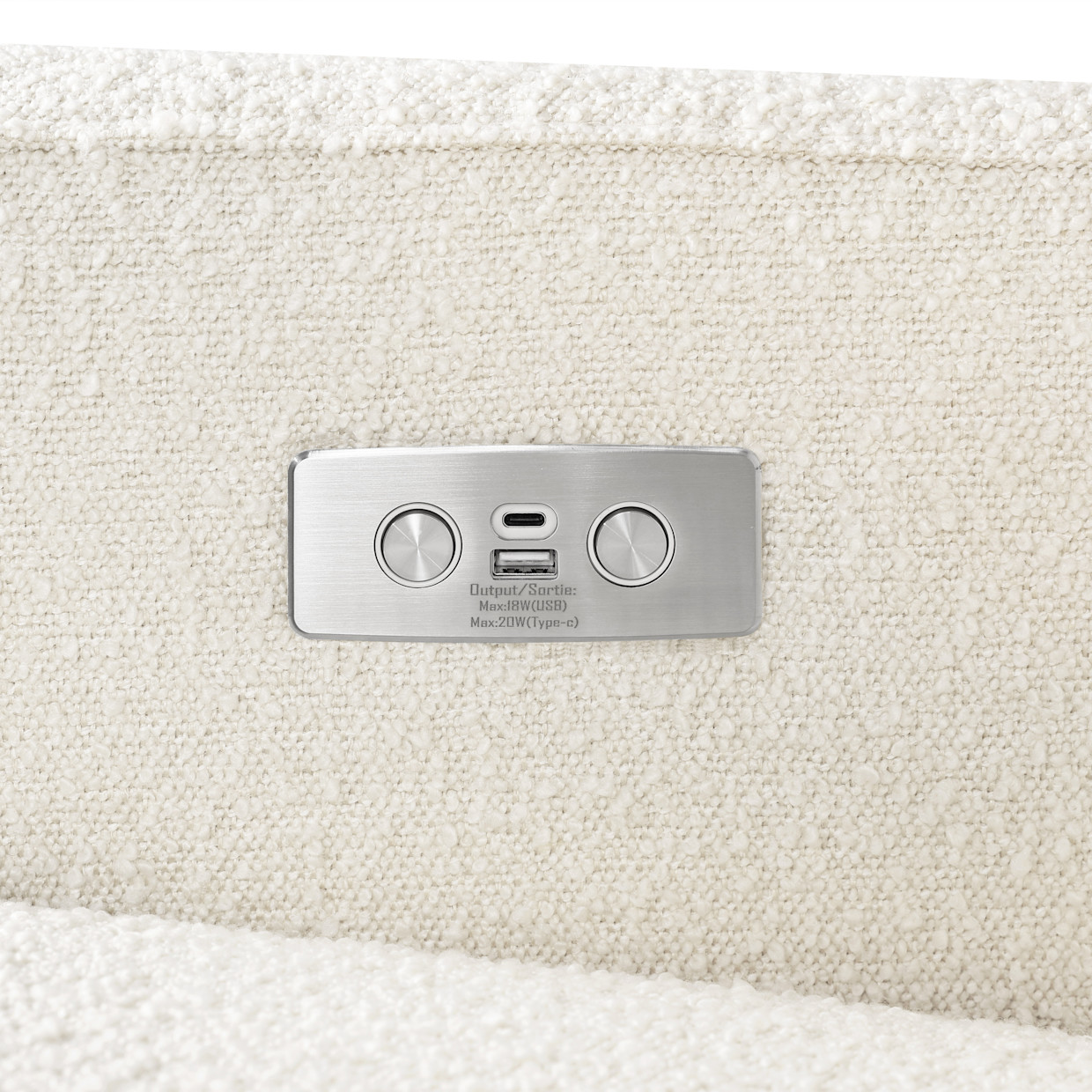 babyletto Sigi Electronic Glider - Ivory Boucle With Light Wood Base.