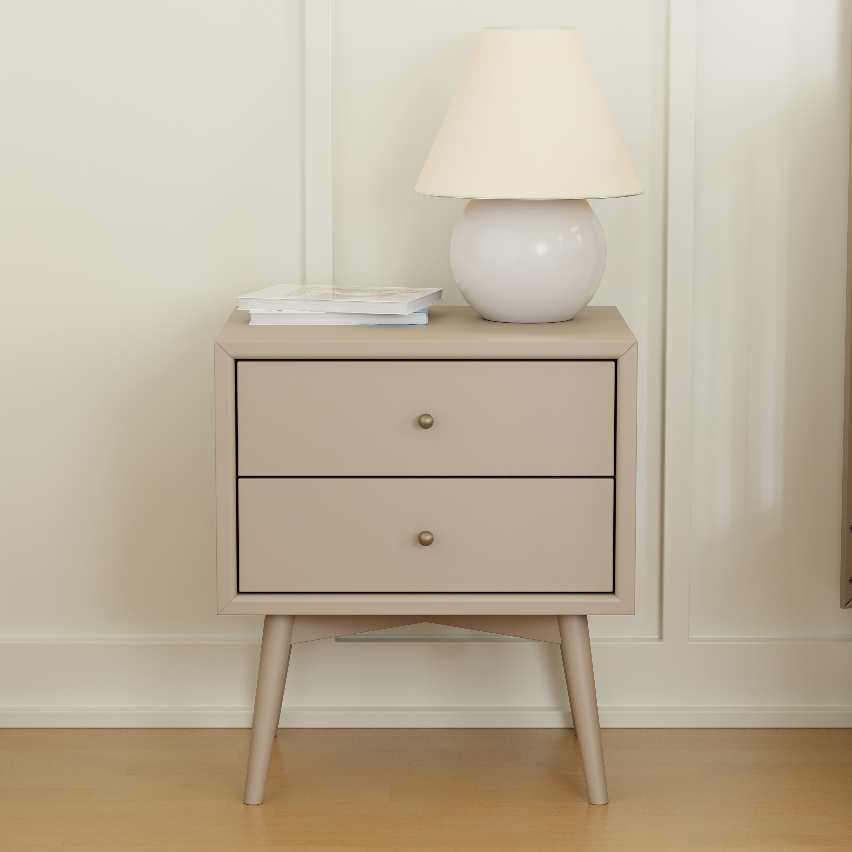 babyletto Palma Assembled Nightstand - Taupe.
