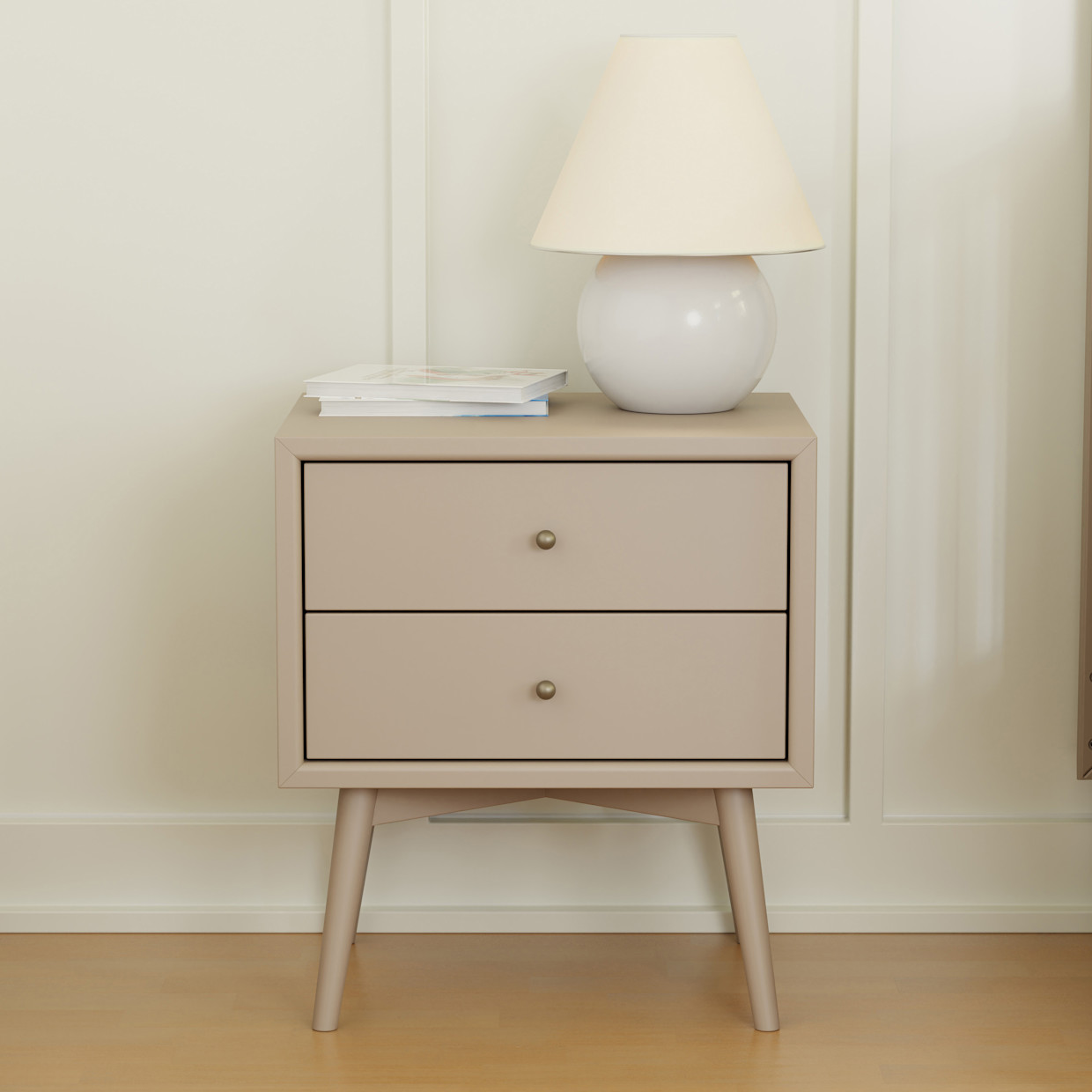 babyletto Palma Assembled Nightstand - Taupe.